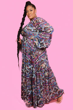 Azteca Maxi Print Dress - KPLuxshop