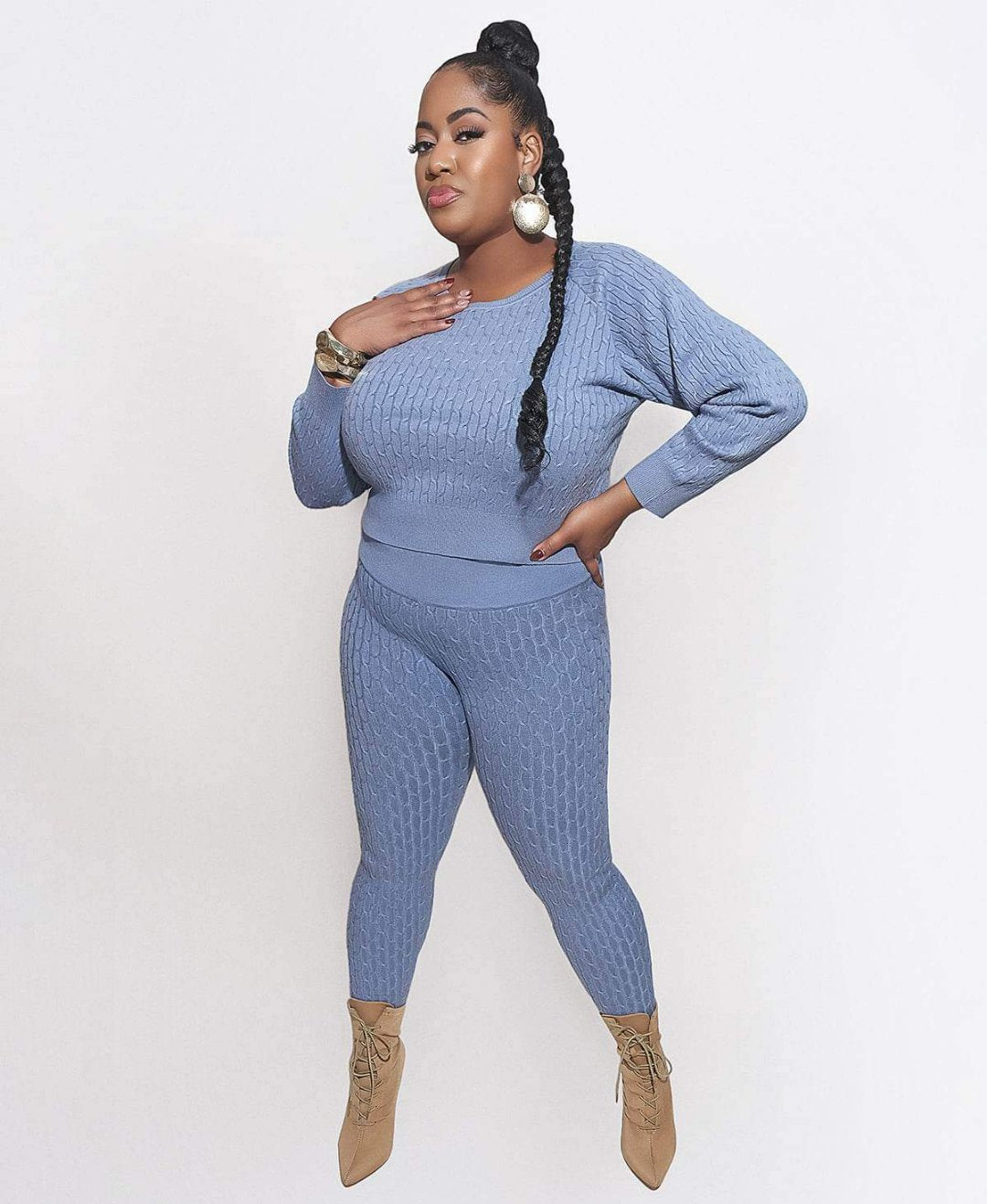 Ease Up Cable-Knit Sweater & Leggings Set